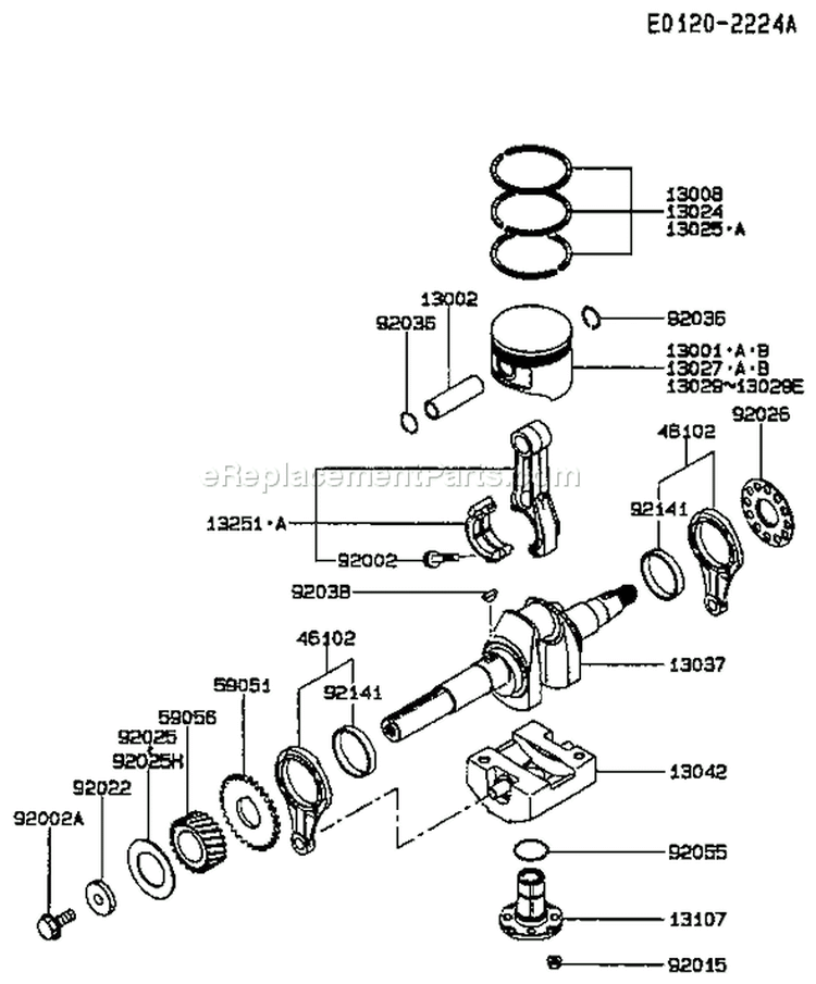 Page J Diagram and Parts List for FE290D CS02 Kawasaki Engine