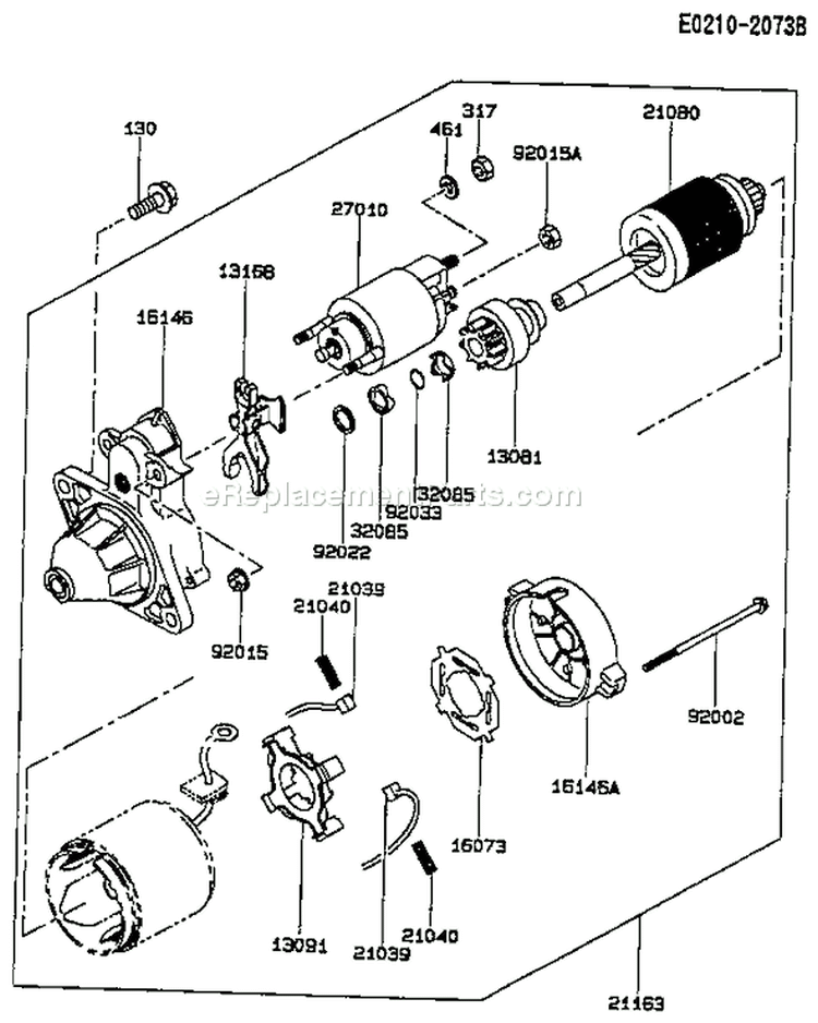 Page K Diagram and Parts List for FE290D CS02 Kawasaki Engine