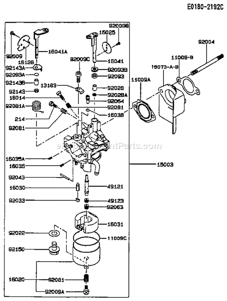 Page B Diagram and Parts List for FE290D CS02 Kawasaki Engine