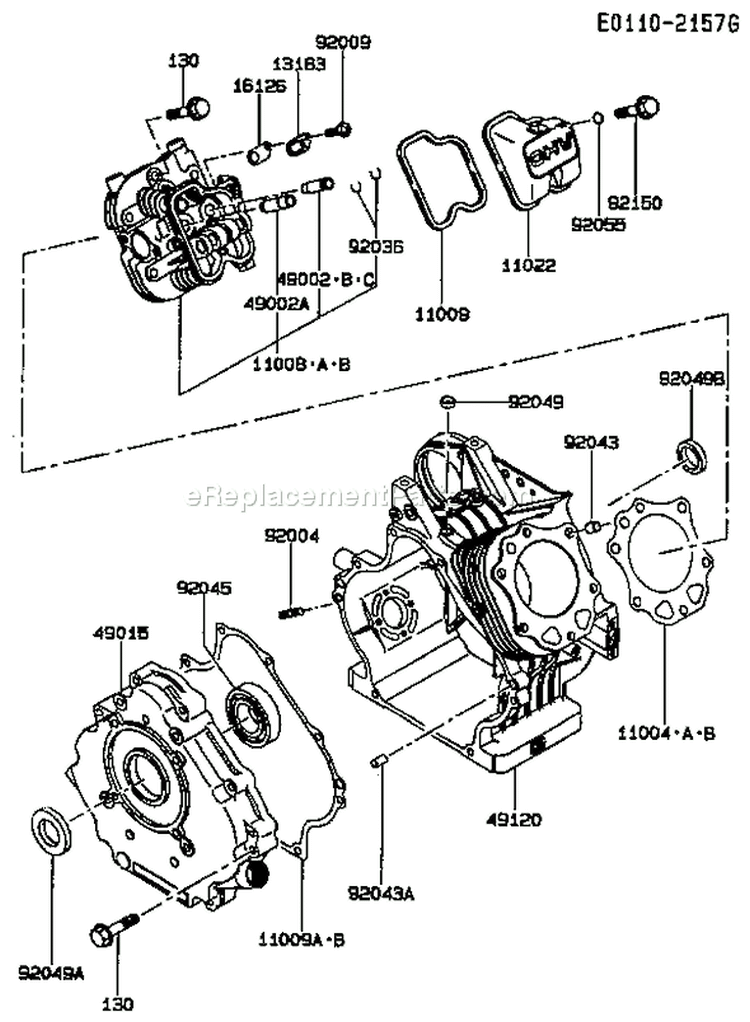 Page E Diagram and Parts List for FE290D CS02 Kawasaki Engine