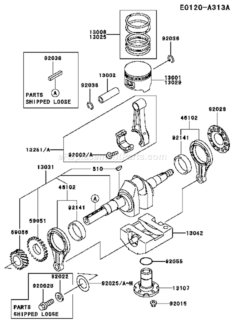 Page J Diagram and Parts List for FE290D CS22 Kawasaki Engine