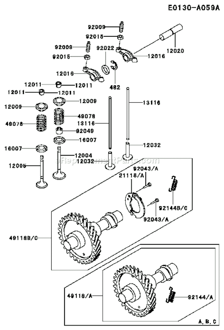 Page L Diagram and Parts List for FE290D DS03 Kawasaki Engine