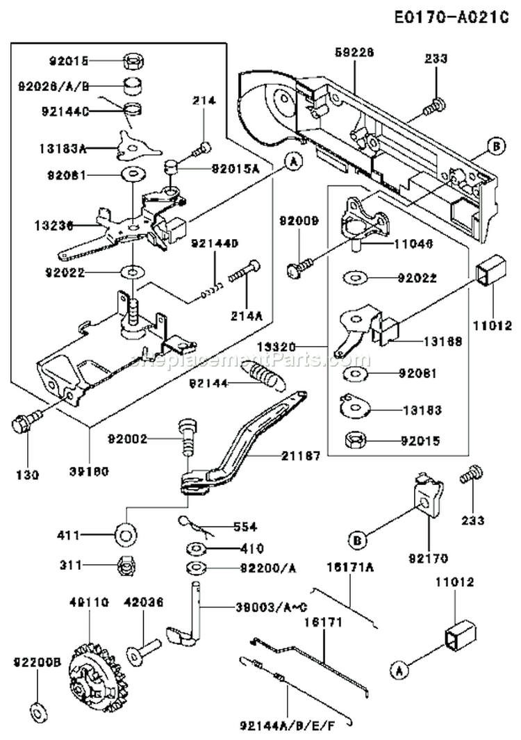 Page C Diagram and Parts List for FE290D DS03 Kawasaki Engine