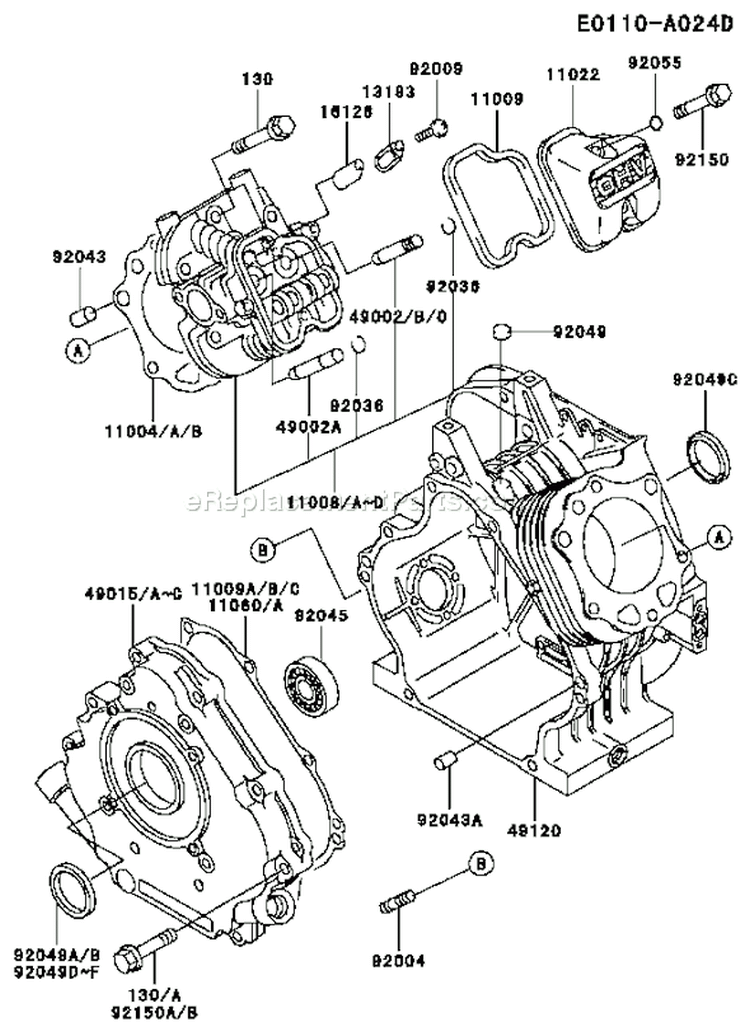 Page E Diagram and Parts List for FE290D DS03 Kawasaki Engine
