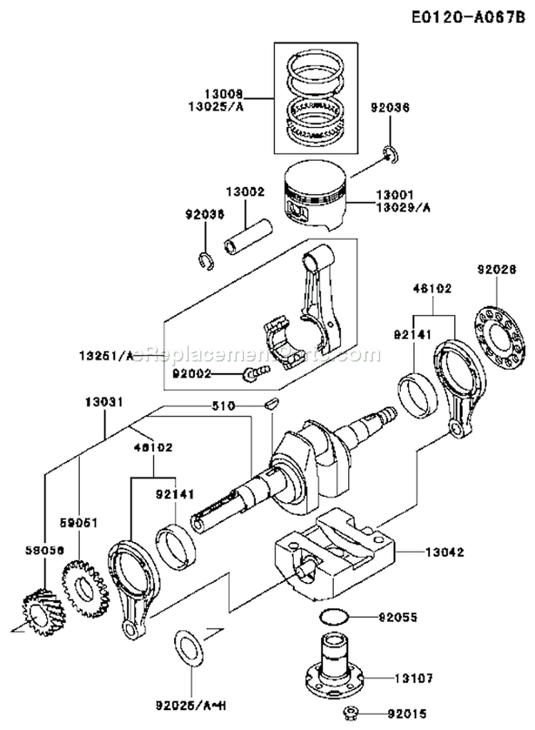 Page J Diagram and Parts List for FE290D AS23 Kawasaki Engine