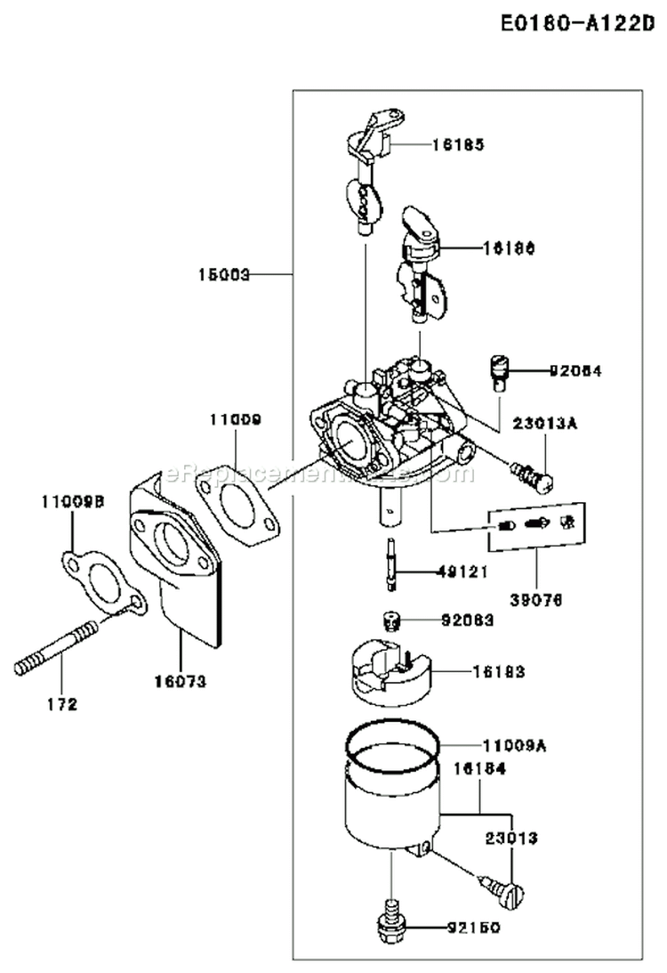 Page B Diagram and Parts List for FE290D AS16 Kawasaki Engine