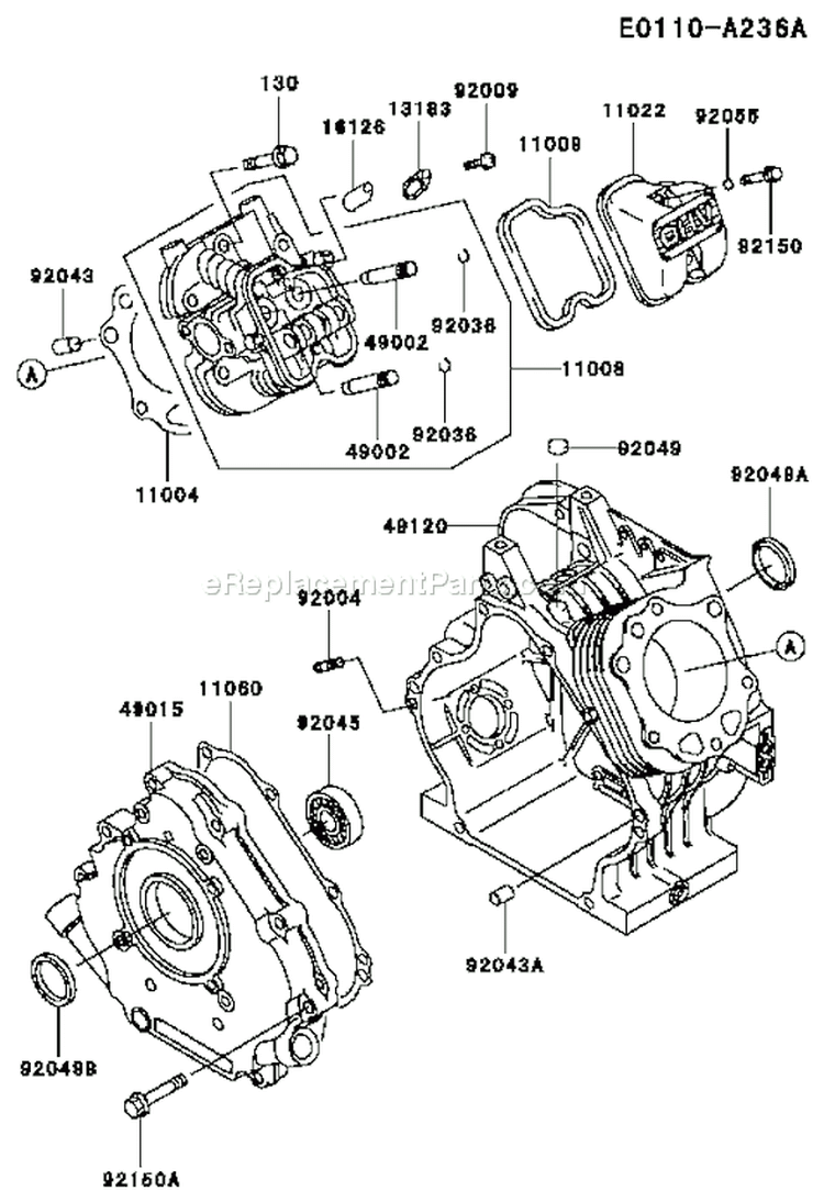 Page E Diagram and Parts List for FE290R AS01 Kawasaki Engine