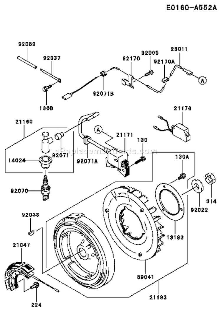 Page F Diagram and Parts List for FE290R AS01 Kawasaki Engine