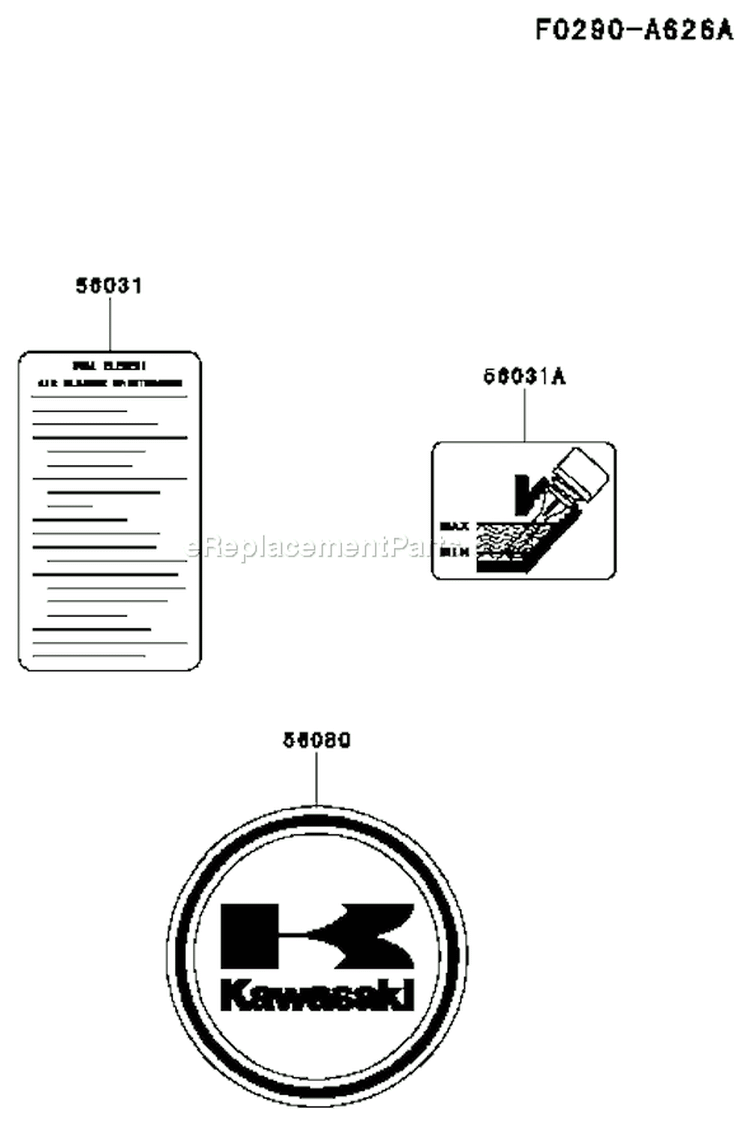 Page H Diagram and Parts List for FE290R AS01 Kawasaki Engine