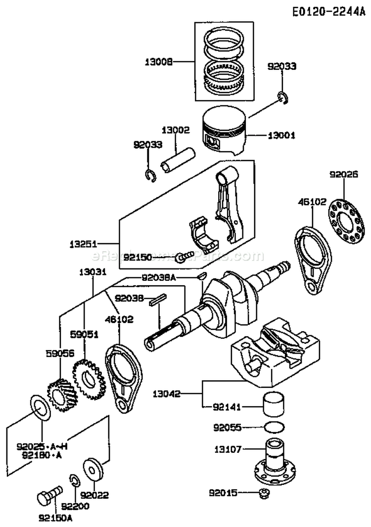 Page J Diagram and Parts List for FE350D AS01 Kawasaki Engine