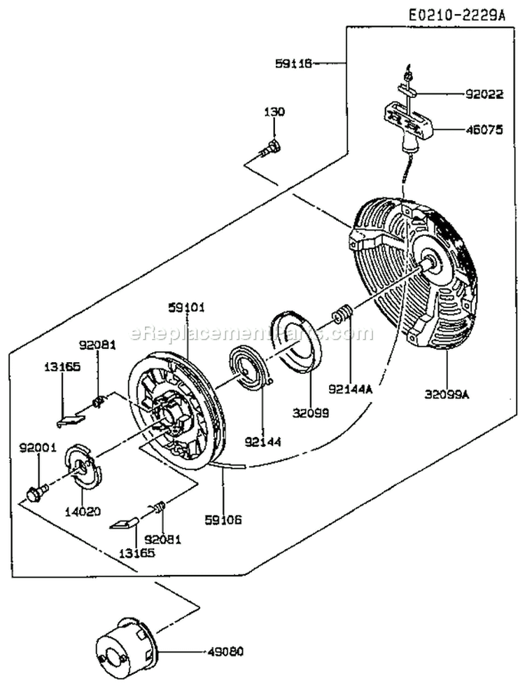 Page K Diagram and Parts List for FE350D AS01 Kawasaki Engine