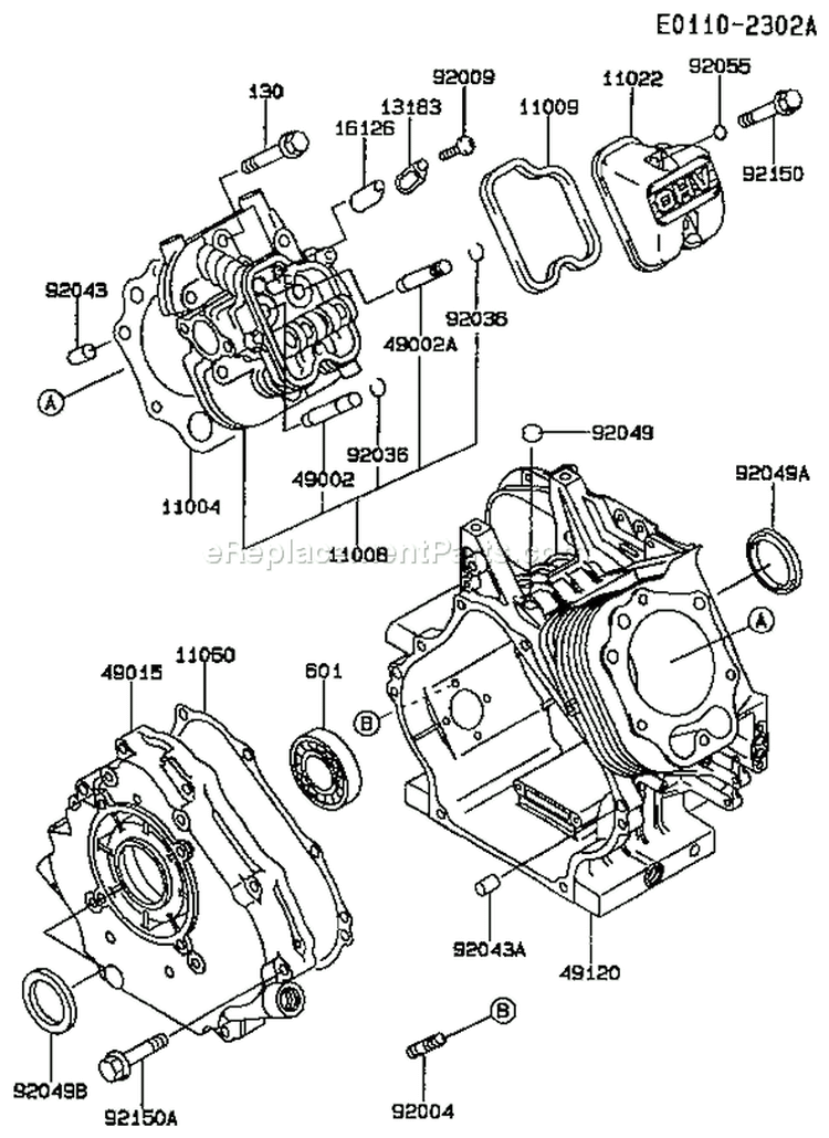 Page E Diagram and Parts List for FE350D AS01 Kawasaki Engine