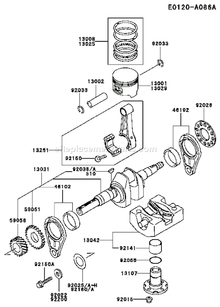 Page J Diagram and Parts List for FE350D AS04 Kawasaki Engine