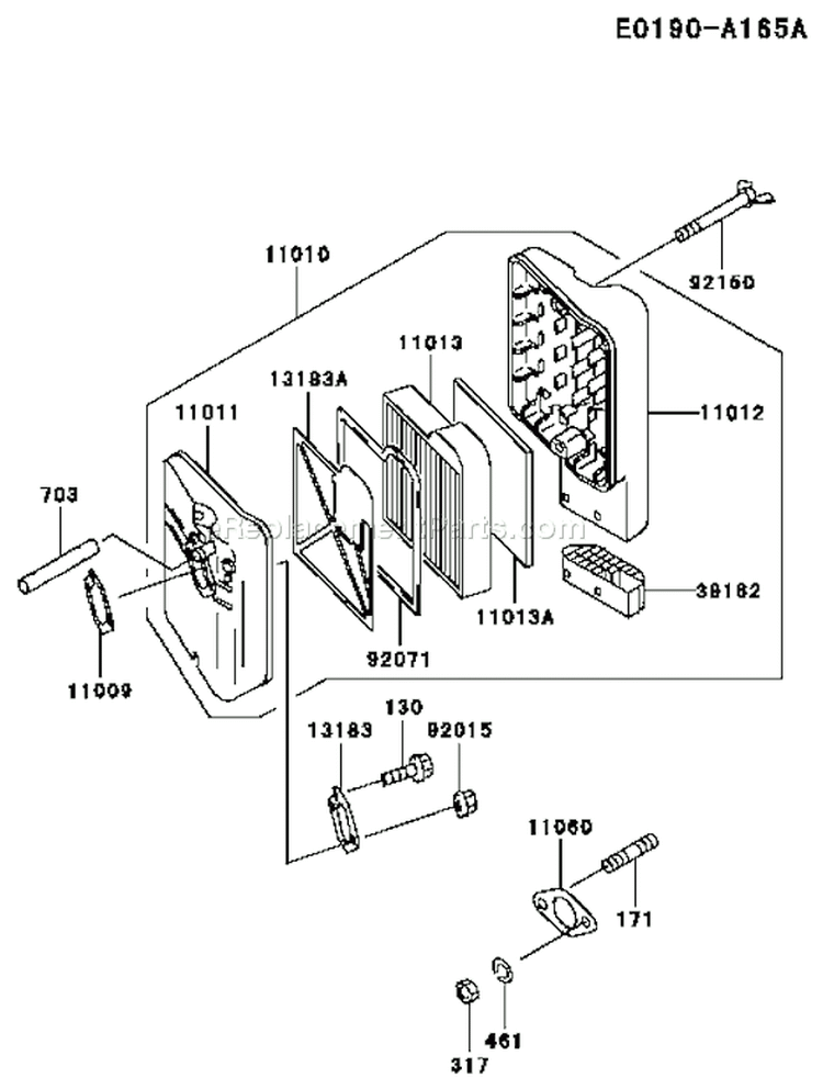 Page A Diagram and Parts List for FE350D AS07 Kawasaki Engine