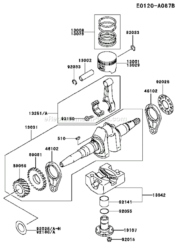 Page J Diagram and Parts List for FE350D AS07 Kawasaki Engine