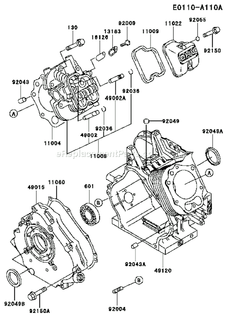 Page E Diagram and Parts List for FE350D AS07 Kawasaki Engine