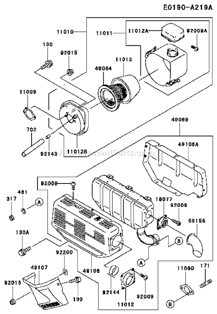Page A Diagram and Parts List for FE350D AS09 Kawasaki Engine