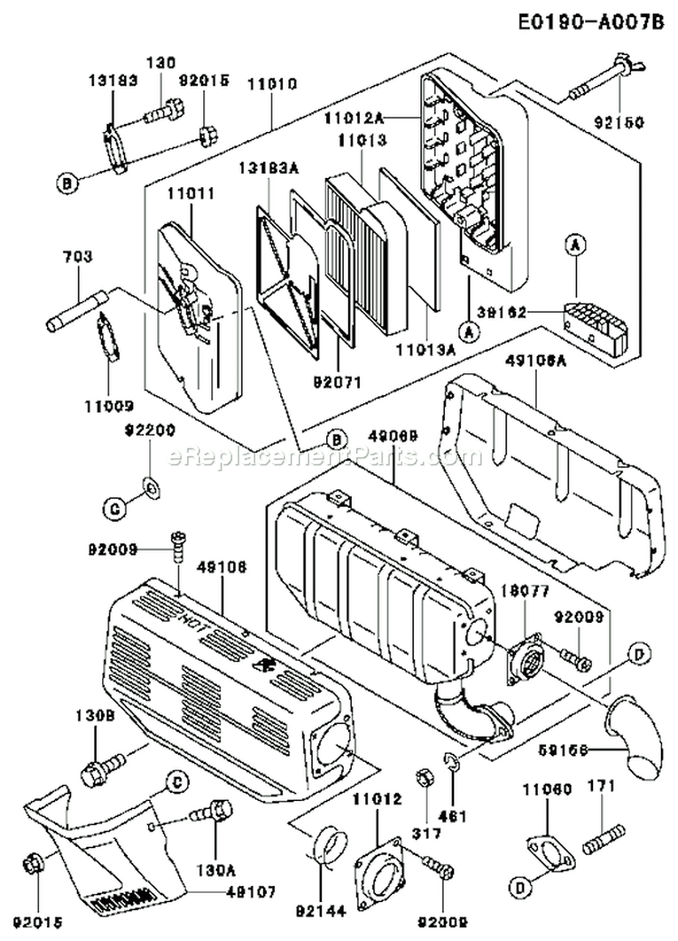 Page A Diagram and Parts List for FE350D AS04 Kawasaki Engine
