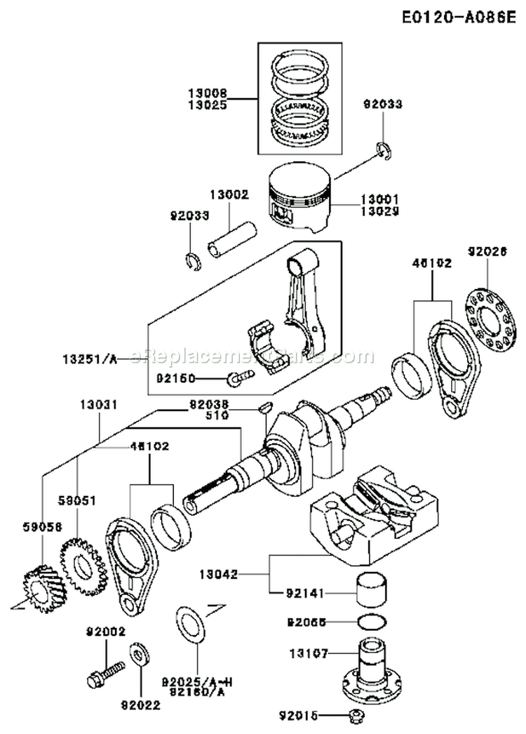 Page J Diagram and Parts List for FE350D AS15 Kawasaki Engine