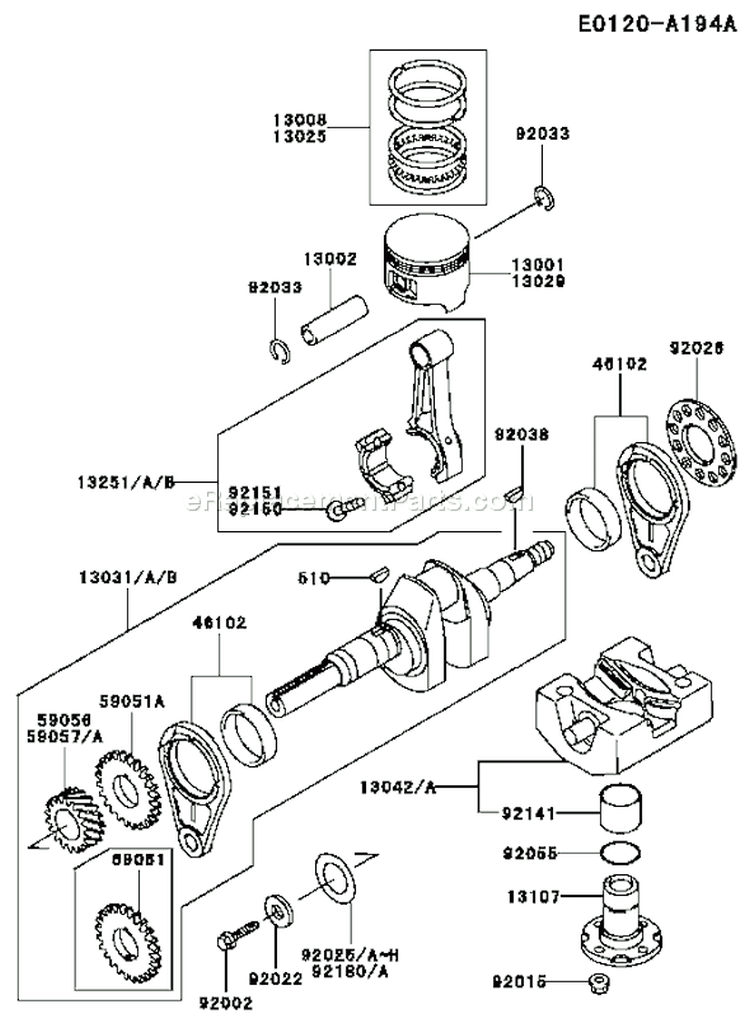 Page J Diagram and Parts List for FE350D AS16 Kawasaki Engine