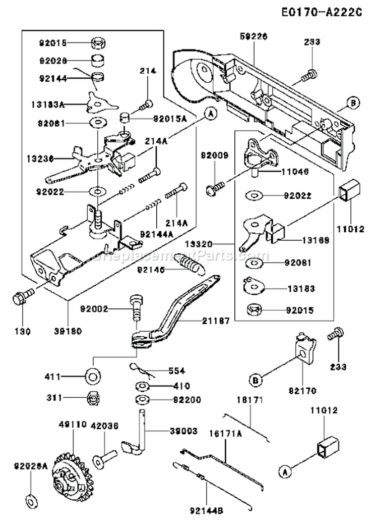 Page C Diagram and Parts List for FE350D AS16 Kawasaki Engine