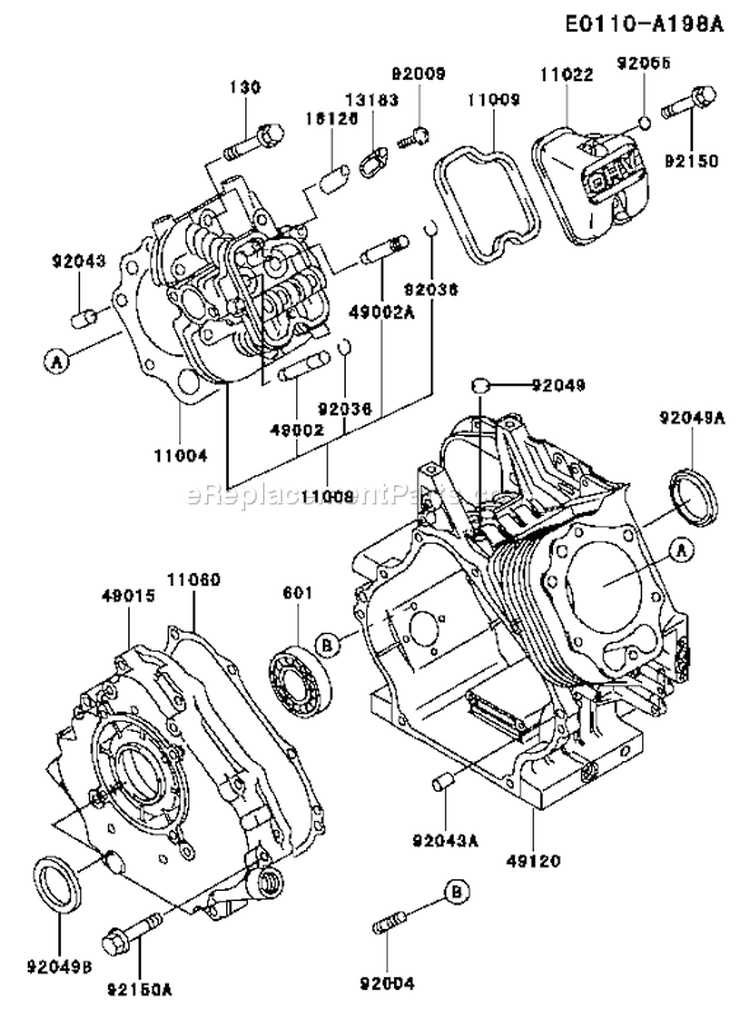 Page E Diagram and Parts List for FE350D AS16 Kawasaki Engine