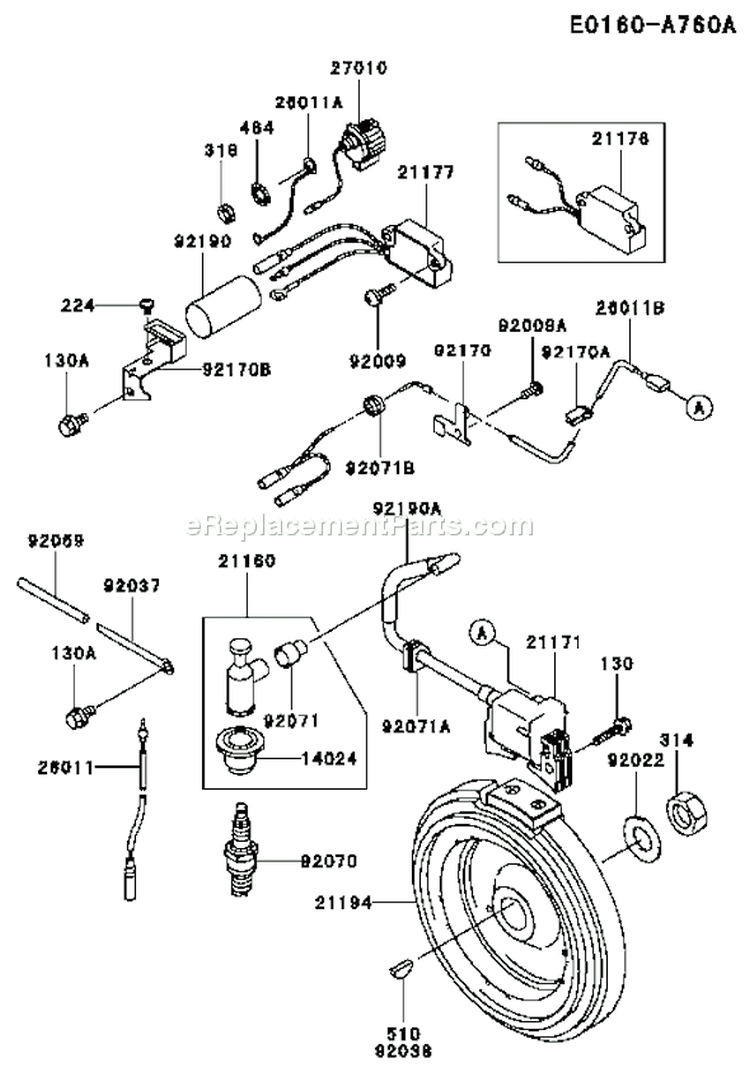 Page F Diagram and Parts List for FE350D AS16 Kawasaki Engine