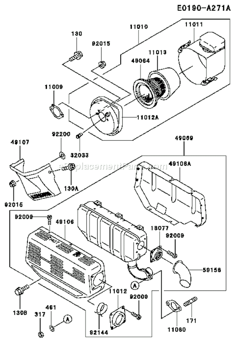 Page A Diagram and Parts List for FE350D AS17 Kawasaki Engine