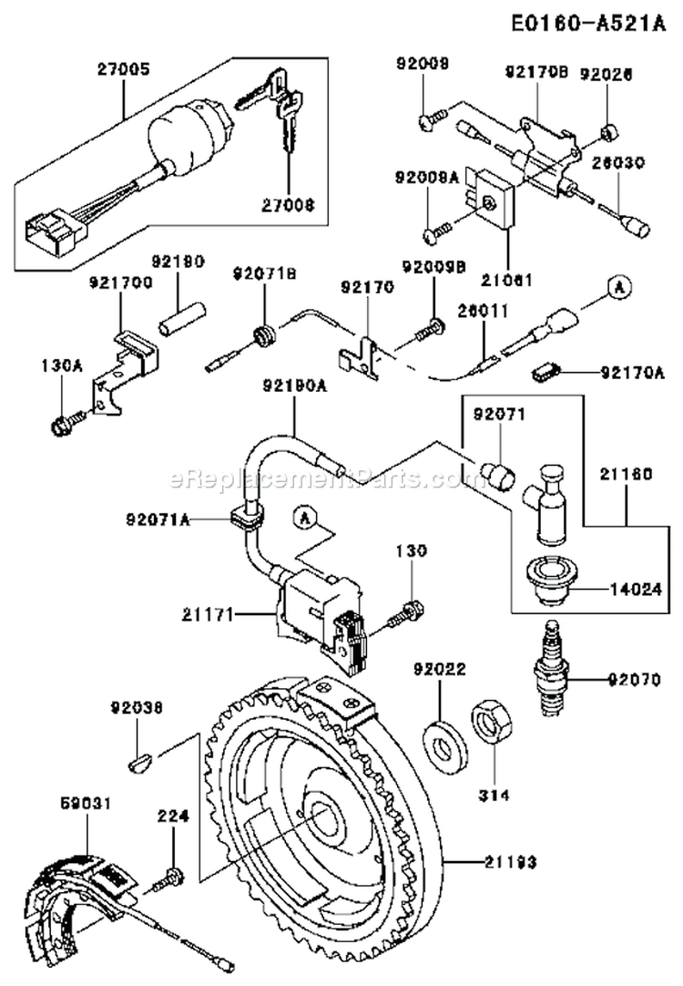 Page F Diagram and Parts List for FE350D AS17 Kawasaki Engine