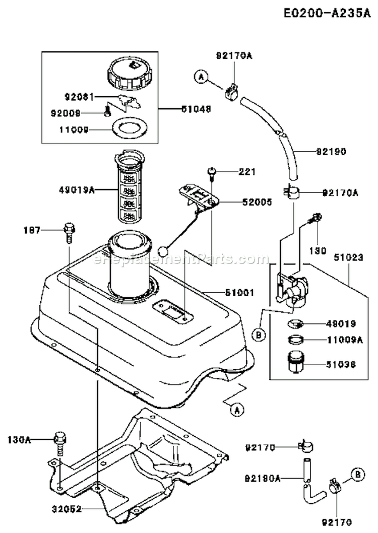 Page G Diagram and Parts List for FE350D AS17 Kawasaki Engine
