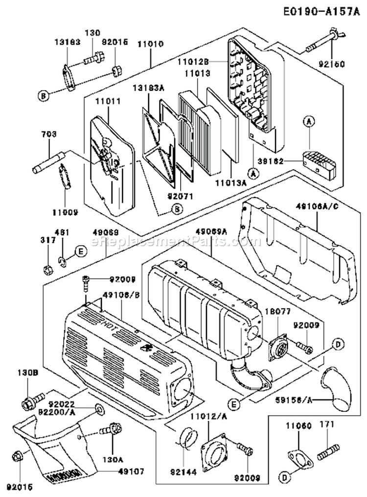 Page A Diagram and Parts List for FE350D BS00 Kawasaki Engine