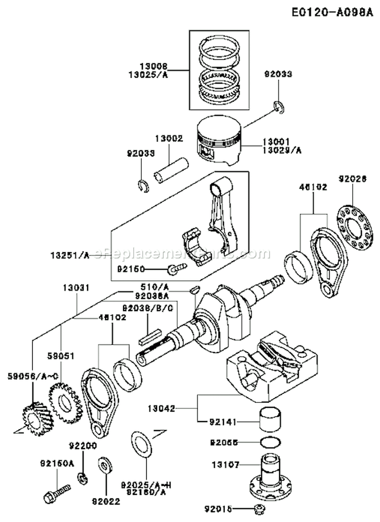 Page J Diagram and Parts List for FE350D BS00 Kawasaki Engine