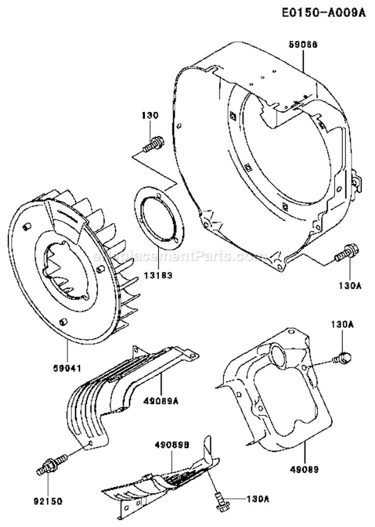Page D Diagram and Parts List for FE350D BS00 Kawasaki Engine