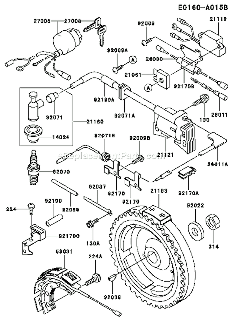 Page F Diagram and Parts List for FE350D BS00 Kawasaki Engine