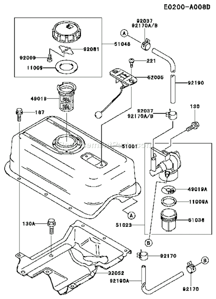 Page G Diagram and Parts List for FE350D BS00 Kawasaki Engine