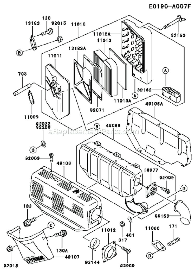 Page A Diagram and Parts List for FE350D BS13 Kawasaki Engine
