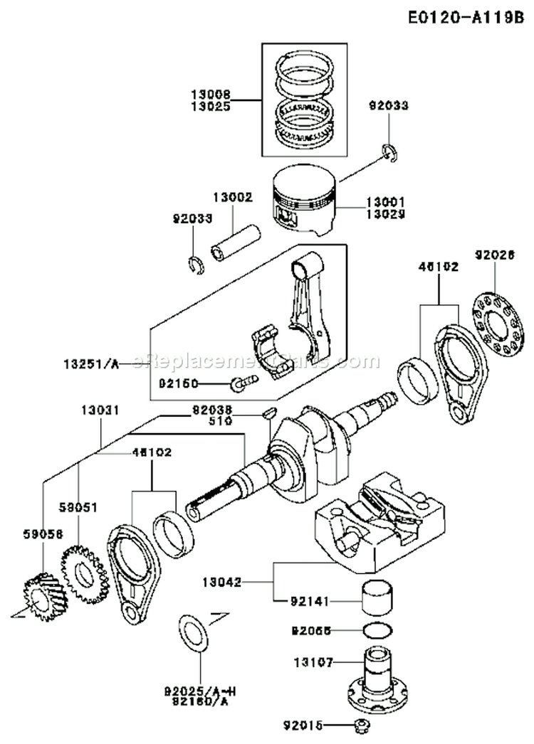 Page J Diagram and Parts List for FE350D BS13 Kawasaki Engine
