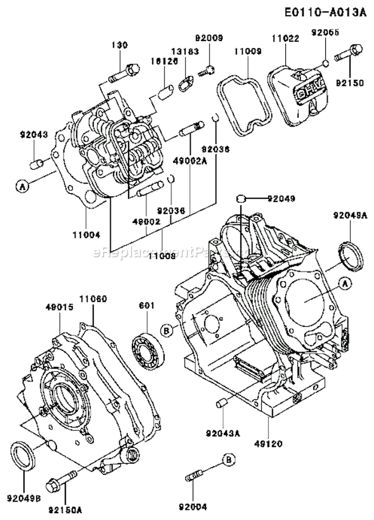 Page E Diagram and Parts List for FE350D BS00 Kawasaki Engine