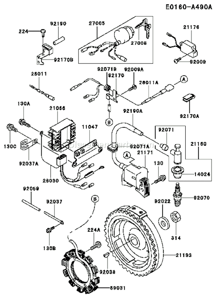 Page F Diagram and Parts List for FE350D BS13 Kawasaki Engine