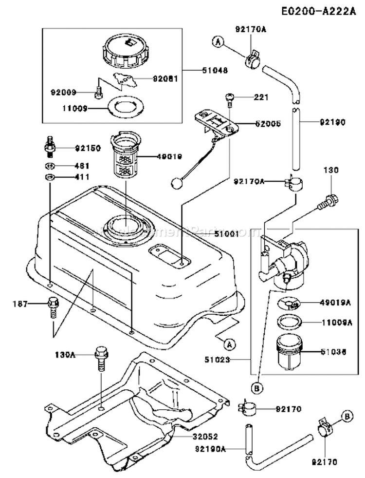 Page G Diagram and Parts List for FE350D BS13 Kawasaki Engine