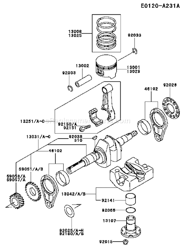 Page J Diagram and Parts List for FE350D BS18 Kawasaki Engine