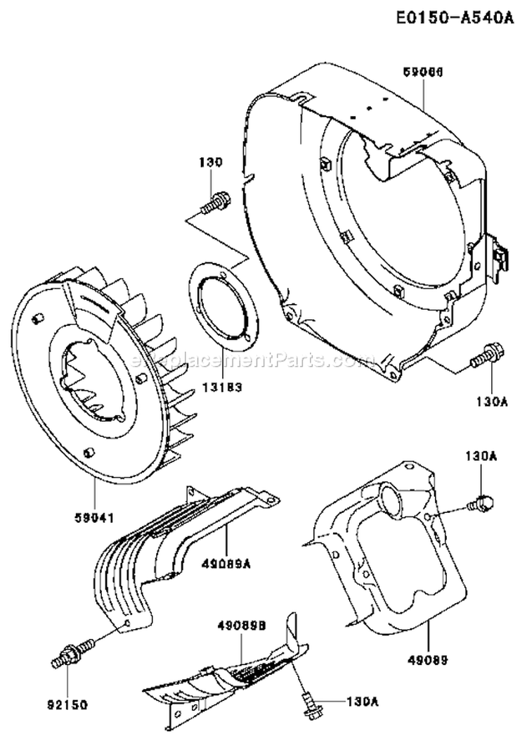 Page D Diagram and Parts List for FE350D BS18 Kawasaki Engine