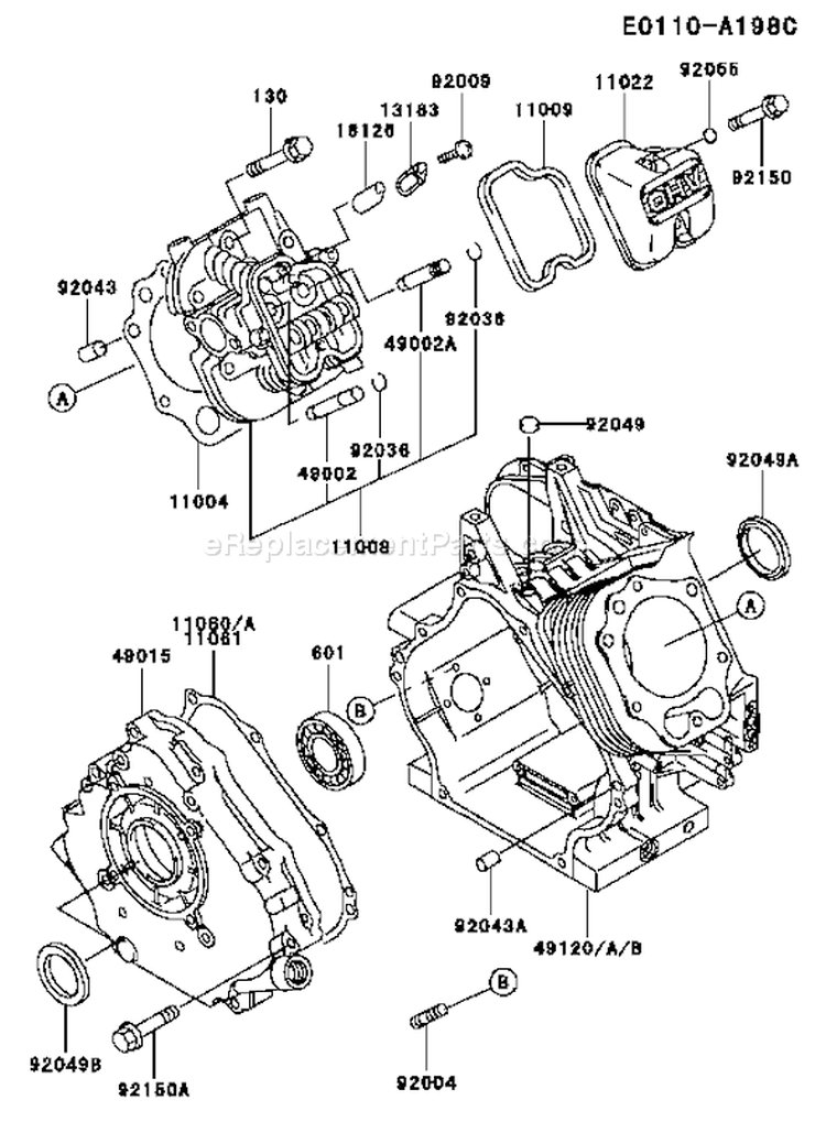 Page E Diagram and Parts List for FE350D BS18 Kawasaki Engine
