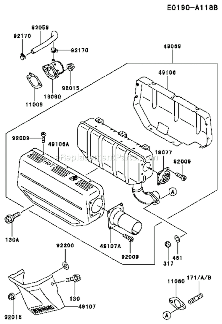 Page A Diagram and Parts List for FE350D CS05 Kawasaki Engine
