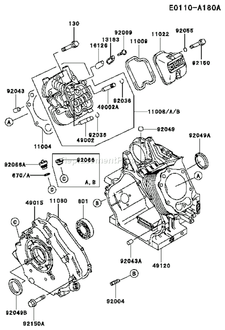 Page E Diagram and Parts List for FE350D CS05 Kawasaki Engine