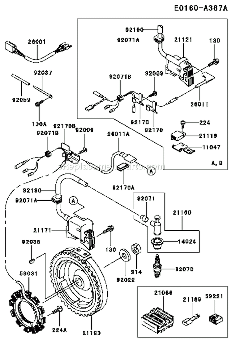 Page F Diagram and Parts List for FE350D CS05 Kawasaki Engine