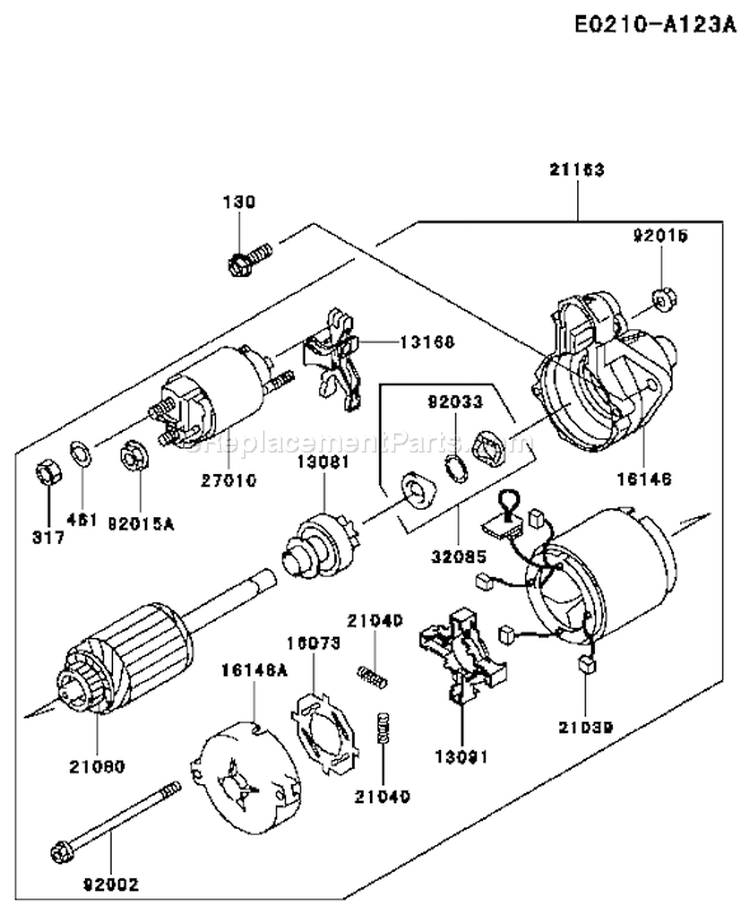 Page K Diagram and Parts List for FE350D ES12 Kawasaki Engine