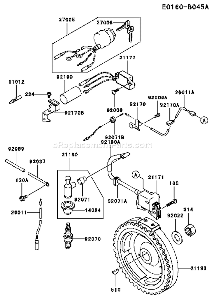 Page F Diagram and Parts List for FE350D ES12 Kawasaki Engine
