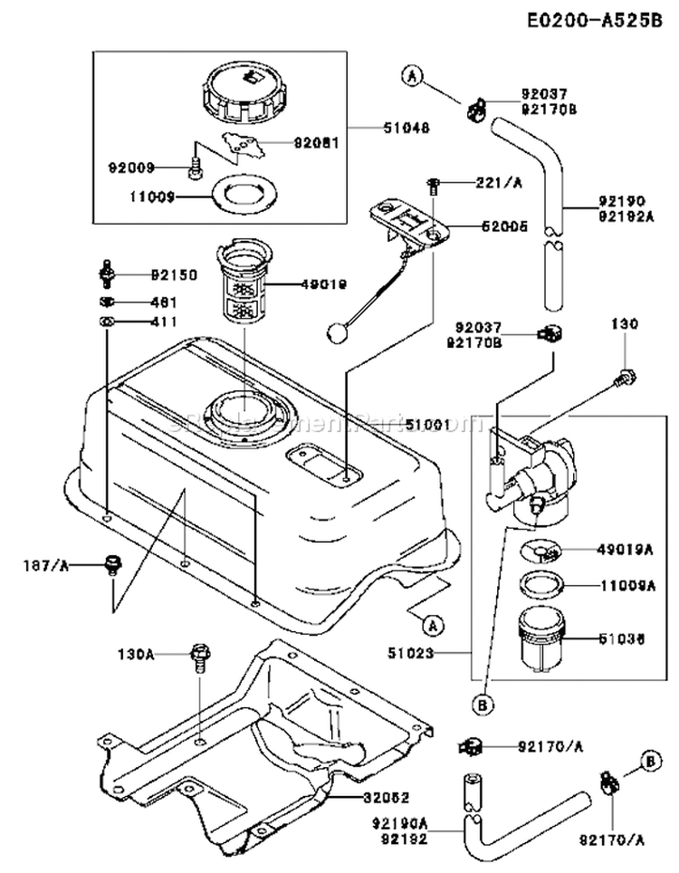 Page G Diagram and Parts List for FE350D ES12 Kawasaki Engine