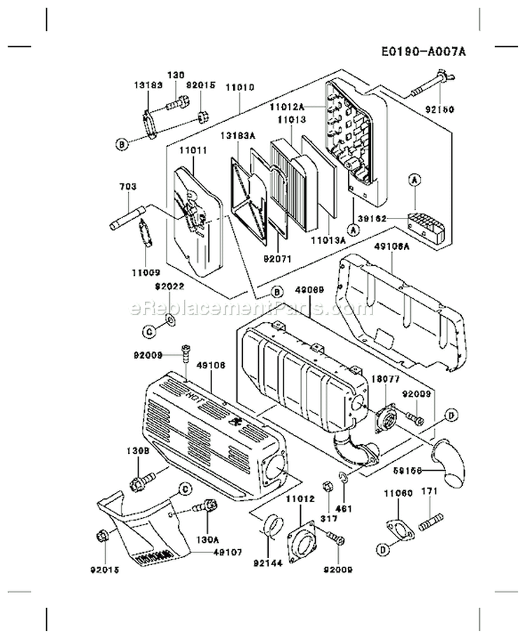 Page A Diagram and Parts List for FE350G AA50 Kawasaki Engine